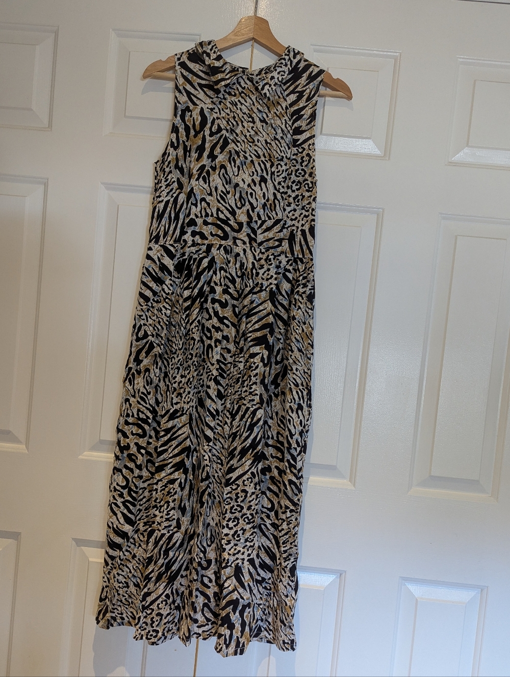 Vintage 80s Sleeveless Colourful Cheetah Leopard Animal Print Midi Dress